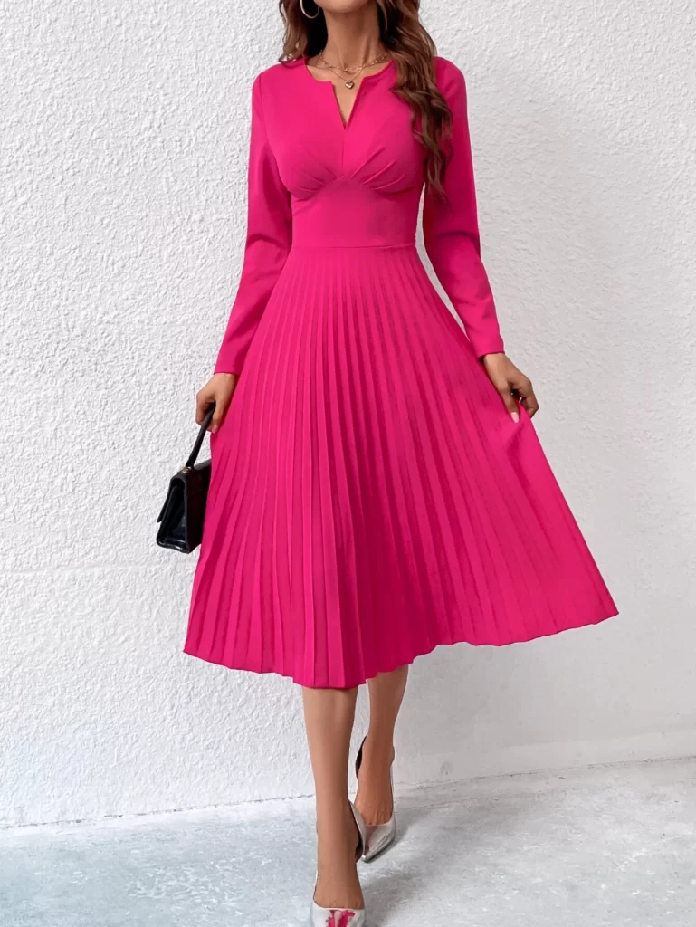 Fuchsia Dress and Silver Heels 