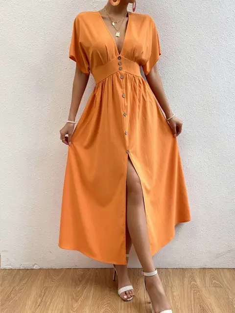 Orange Dress and White Sandals 