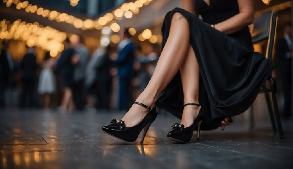 Black Dress with Black stilettos 