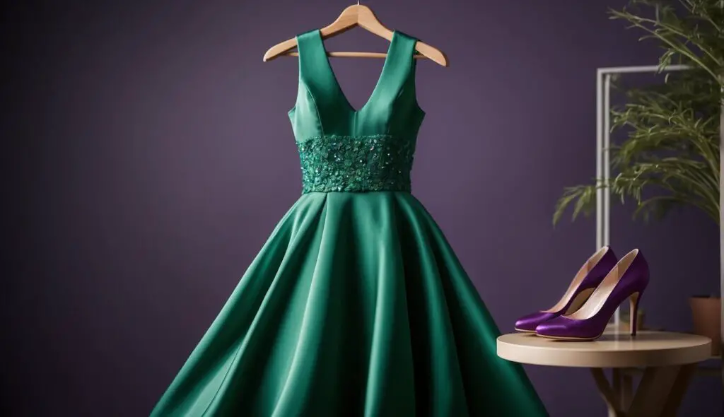 Green Dress with Purple Heels