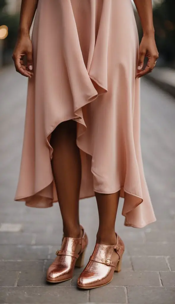 Blush Dress with Rose Gold Shoes