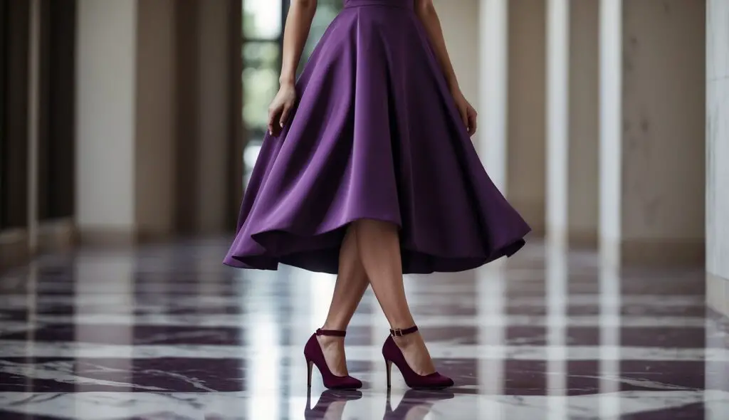 Purple Dress With Burgundy Heels 
