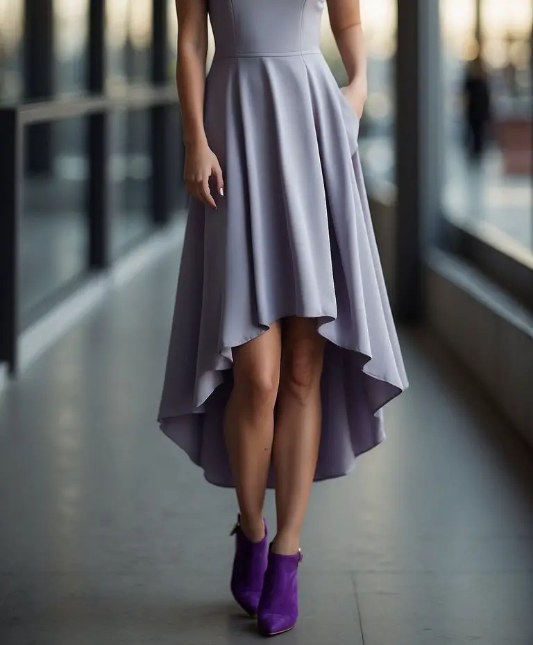 Grey Dress with Purple Heels