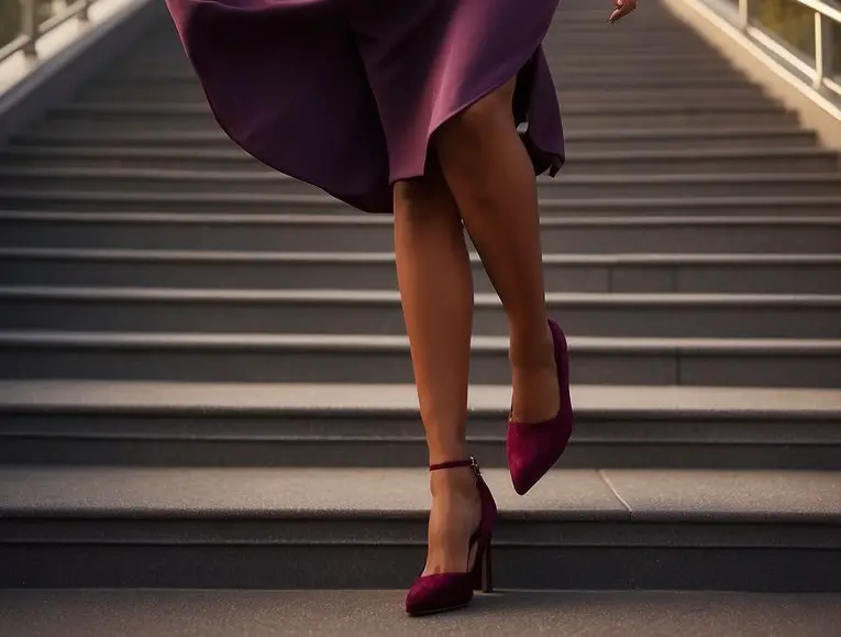 Purple Shoes with Burgundy Heels